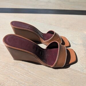 Staud Brown Wedge Sandals Size 38.5